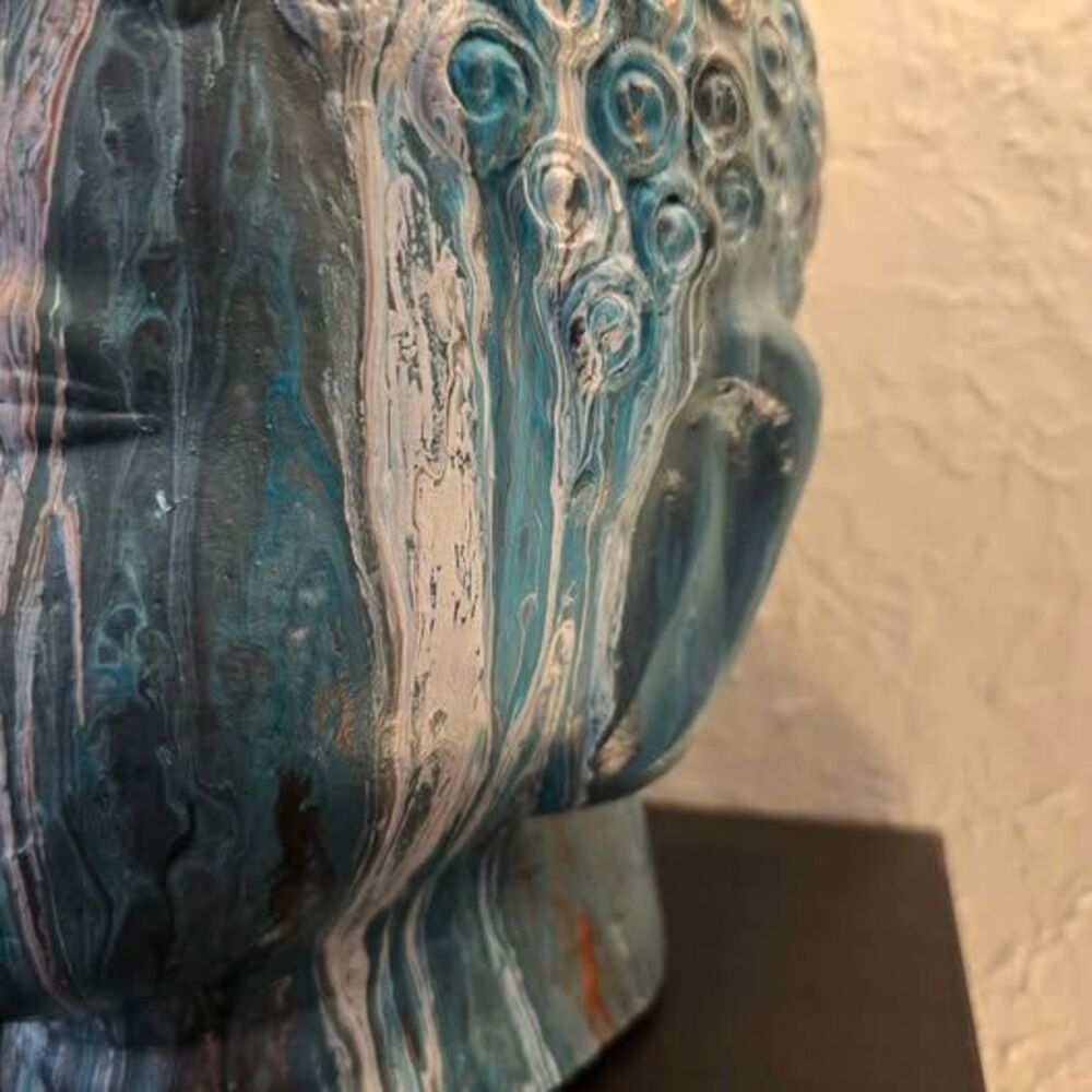 HANDCRAFTED Upcycled Buddah Head HANDPAINTED Tabletop Art Decor - Picture 6 of 11